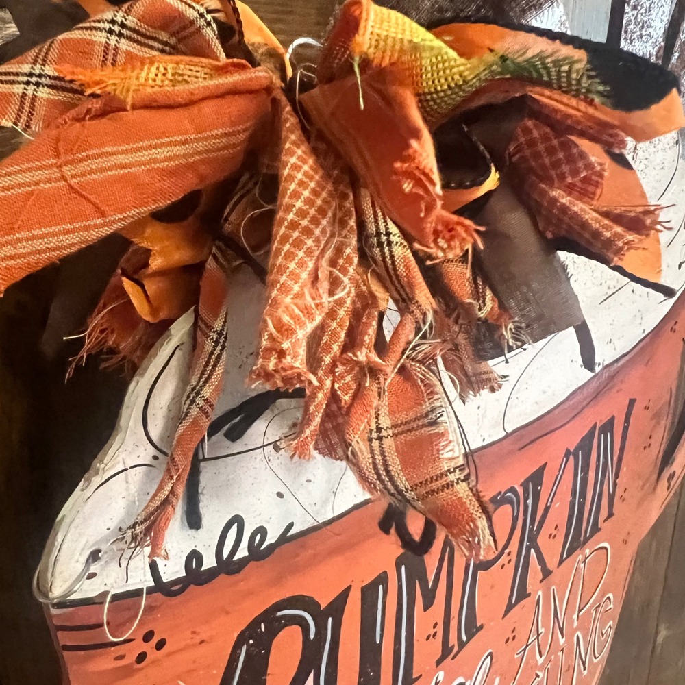 Hand Painted Pumpkin Spice Everything Nice Wood Door Hanger Fall Decor Mug 19in - Picture 6 of 10